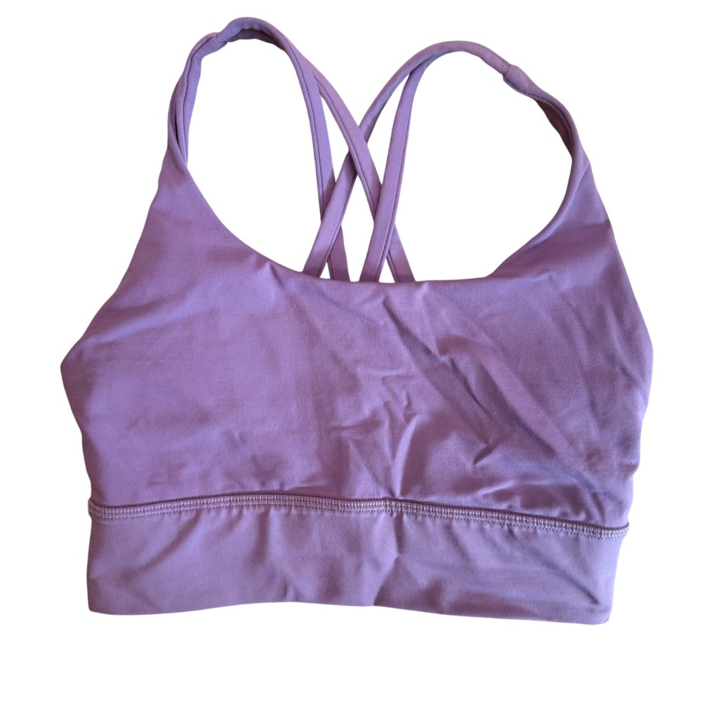 Lululemon‎ Energy Bra Longline Women SZ 4 Purple Strappy Activewear Yoga Fitness
